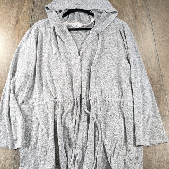 Tommy Bahama Cardigan Womens Large Gray Hoodie Tie Waist Soft Knit Pockets - Picture 1 of 10